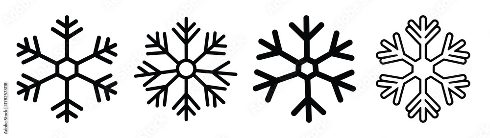 Fototapeta premium snowflake line art icon set. Christmas outline Vector illustration icons.