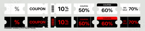 Black Friday coupon set, vouchers promotion design template for sale, special price offers banner, promotion poster. Vector illustration.