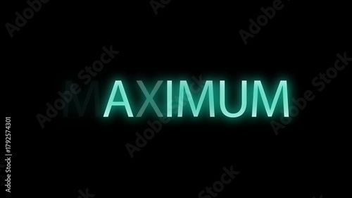 Flickering neon blue glowing maxmum text animated on black background