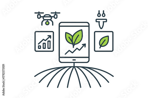 Smart farming system controlled by mobile device with drone monitoring and crop data analysis