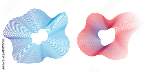 different blue red concentric circle icon vector illustration isolated on transparent background. radar signal or vibration elements. sonar or sound wave ring collection. sound wave rings collections.
