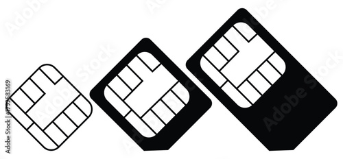 SIM Card Icons Set – Mobile Network and Communication Chip Vector Collection