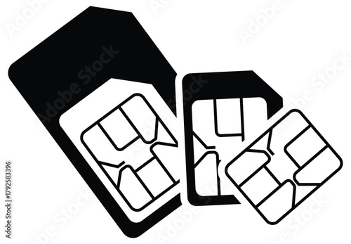 SIM Card Icons Set – Mobile Network and Communication Chip Vector Collection