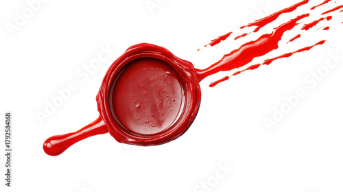 Red wax seal stamp dripping isolated on a transparent background