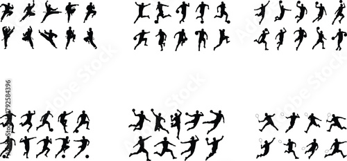 Collection of silhouetted human figures in various dynamic poses