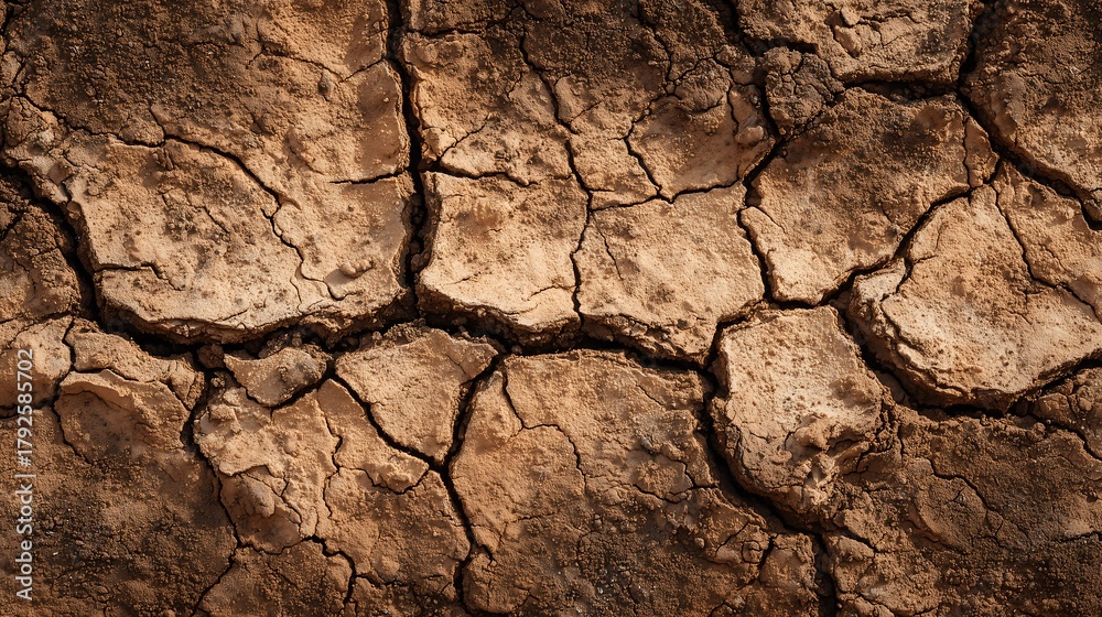 Fototapeta premium Dry cracked earth texture, natural brown tones