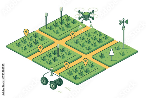 Precision agriculture system monitoring crops with automated drone and ground robot technology