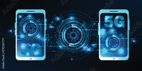 Smartphone with 5G technology network Concept