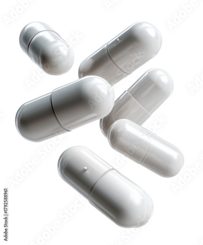 Transparent capsules scattered with a smooth surface, designed for herbal or pharmaceutical use in healthcare solutions