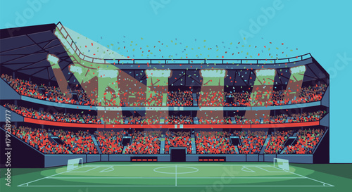 Vibrant Stadium Illustration A Celebration of Sports and Spectacle.