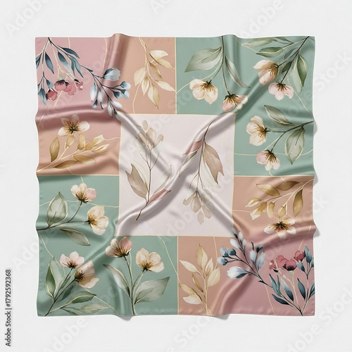 Soft Botanical Watercolor Hijab Pattern with Pastel Florals