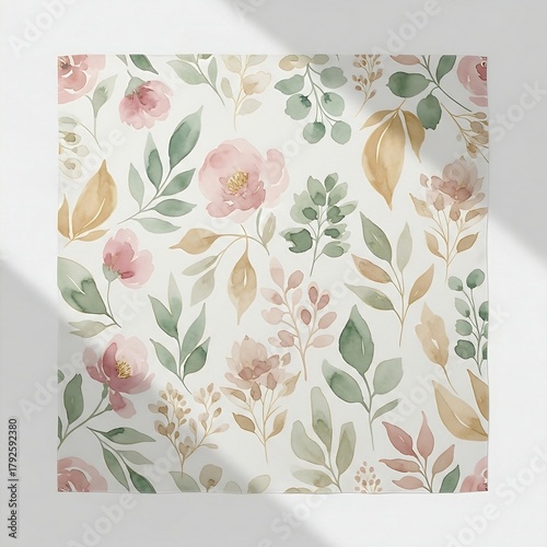 Soft Botanical Watercolor Hijab Pattern with Pastel Florals