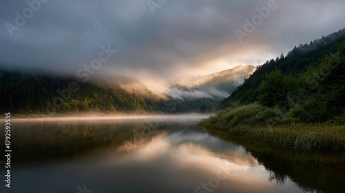 Fototapeta Naklejka Na Ścianę i Meble -  Beautiful morning on the lake.