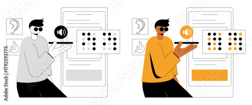 Digital Accessibility Features for Users with Diverse Abilities Concept Vector Illustraion