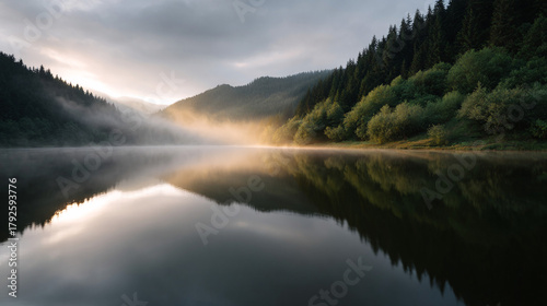 Fototapeta Naklejka Na Ścianę i Meble -  Beautiful morning on the lake.
