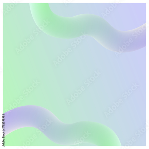 グラデーション立体チューブのフレーム背景 (淡い黄緑と水色) 正方形
