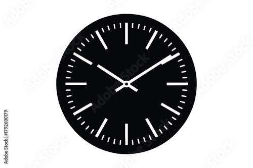 Modern minimalist black oval clock face with white hands