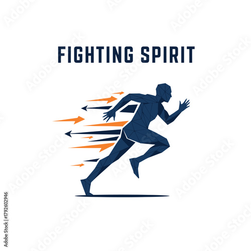 Fighting Spirit Runner Polygon Speed Logo