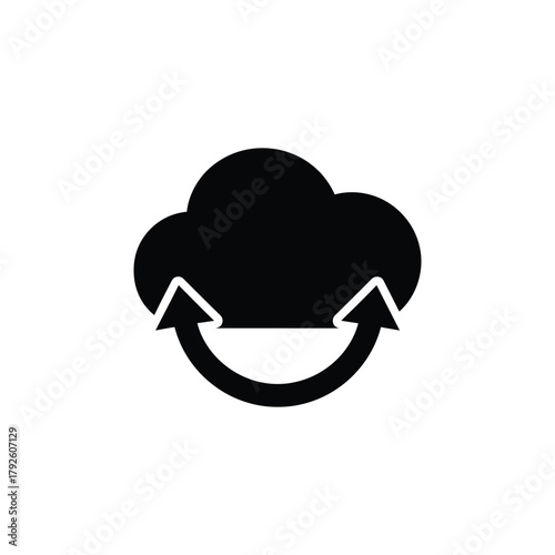 Cloud Storage Sync Backup. Data Sync Cloud Icon. Cloud Computing Arrows.