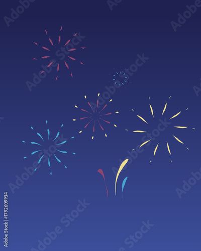 Night Sky Background with Colorful Fireworks, fireworks in the night sky
