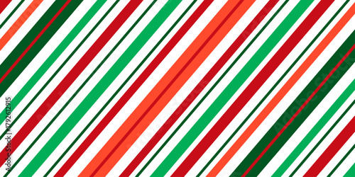 Peppermint candy cane Christmas background, diagonal stripes print seamless pattern.