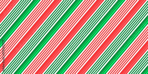 Peppermint candy cane Christmas background, diagonal stripes print seamless pattern.