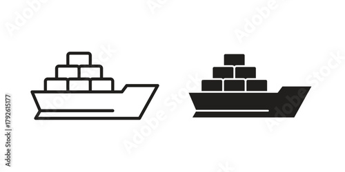 Container ship icon logo design element. minimalist style icons