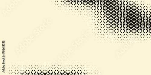 Triangles Halftone Pattern Vector Abstract Geometric Technology Background. Triangular Half Tone Texture. Minimal Style Dynamic Tech Wallpaper