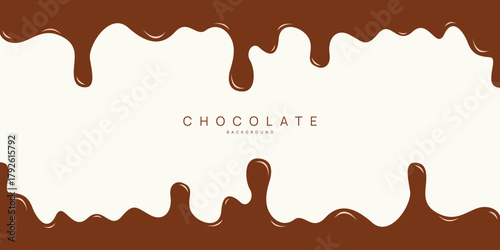 Chocolate background of Modern poster, dynamic splashes and drops. Vector illustration in a flat style of minimalism	