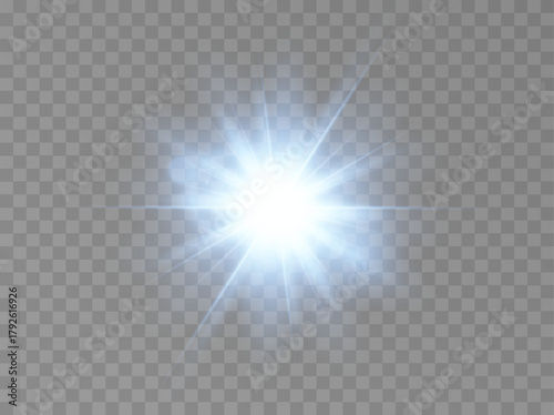 Blue glow of light. Sunlight, special reflections and lighting effects.