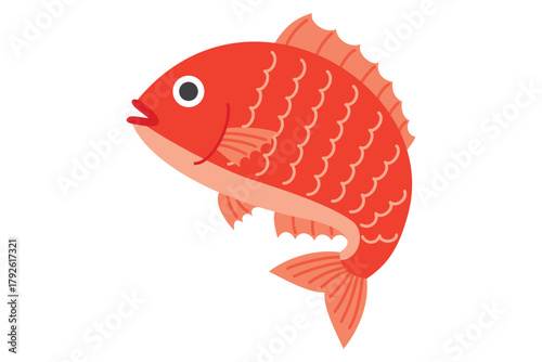 跳ねる　鯛　真鯛　マダイ　タイ　イラスト素材