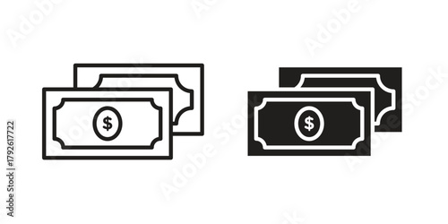 Dollar notes icon logo design element. minimalist style icons