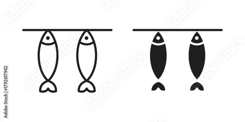 Dried fish icon logo design element. minimalist style icons