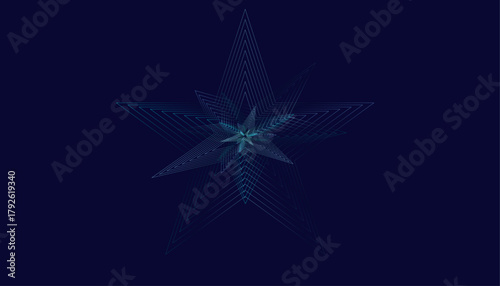 Mysterious indigo starburst pattern. Abstract deep blue star background.