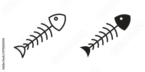 Fish skeleton icon logo design element. minimalist style icons