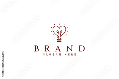 Idea Love Bulb Unique Symbol Logo wit Line Design Style Concept