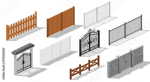 Diverse collection of fencing and gate designs for property boundaries and secure access, offering style and protection