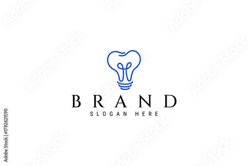 Healthy Dental Bulb Logo Design Line Vector Inspiration