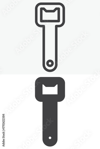 Bottle opener vector icon set in line and solid different style