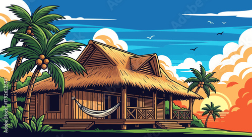 Vector illustration of modern home exterior, real estate house facade, clean architecture design on white background