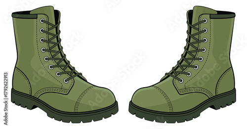 Army boots icon, military footwear symbol for soldiers and officers