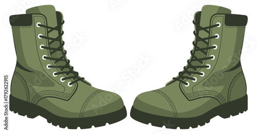 Army boots icon, military footwear symbol for soldiers and officers