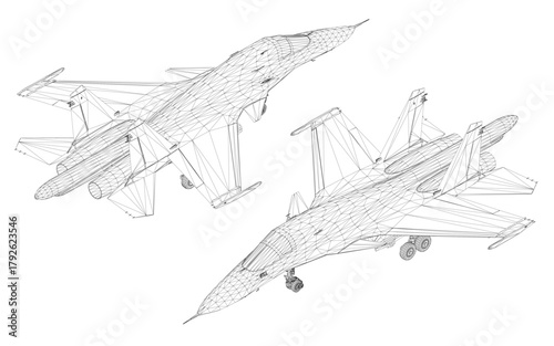 A military fighter jet wireframe model displays realistic details including wings, tail, and cockpit on a white background.