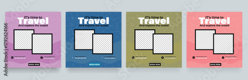 Travel and explore the world adventure social media post design template