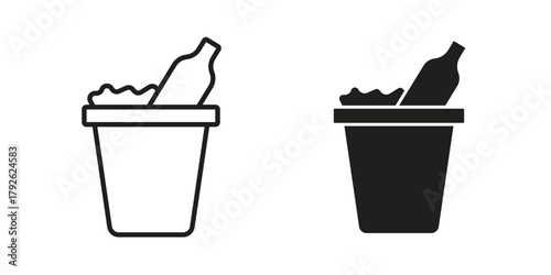 Ice bucket and bottle icon logo design element. minimalist style icons