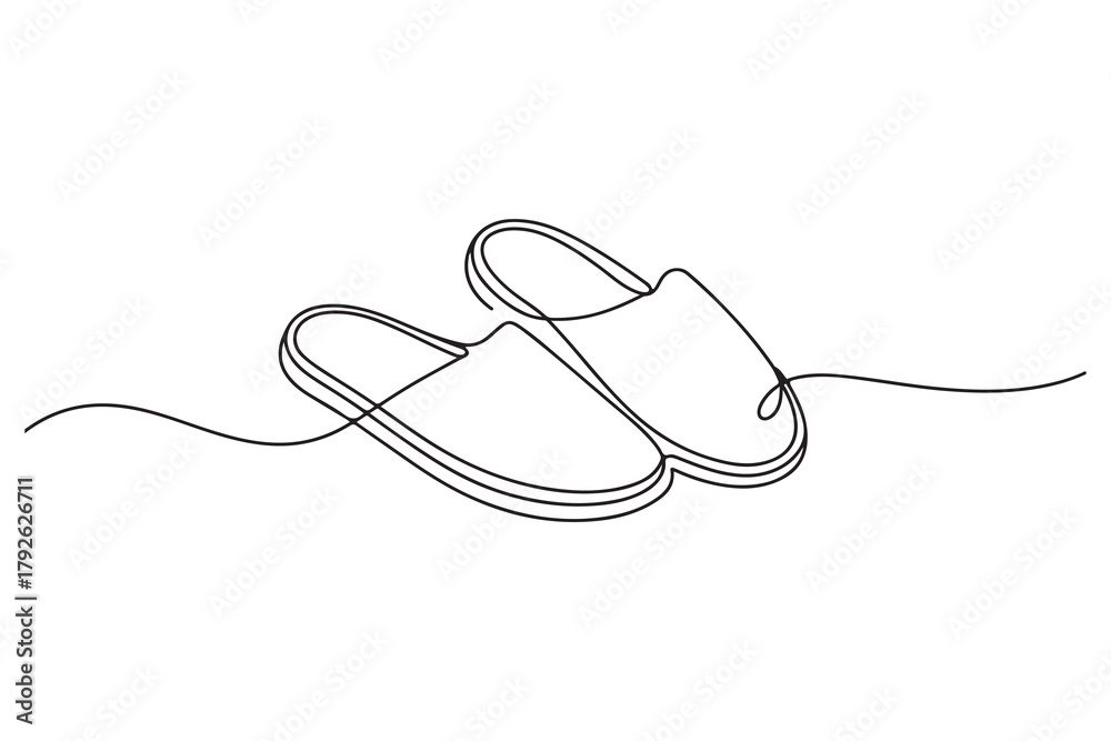 Obraz premium Minimal continuous line art of home slipper footwear 