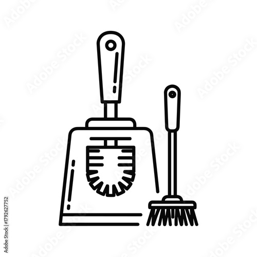 Toilet brush and holder icon, outline style cleaning and disinfection concept vector illustration
