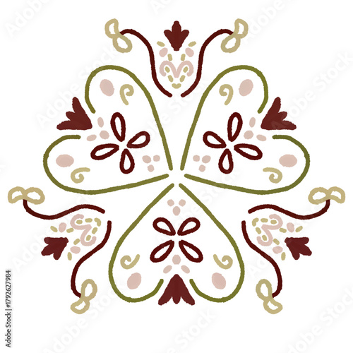 Floral ornament pattern geometrical earth tone for fabric home decor pillow cushion scarf