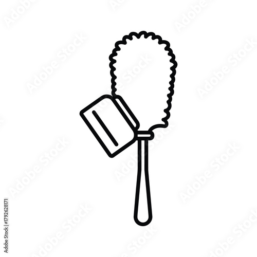 Illustration of a duster and a bucket cleaning equipment for housework