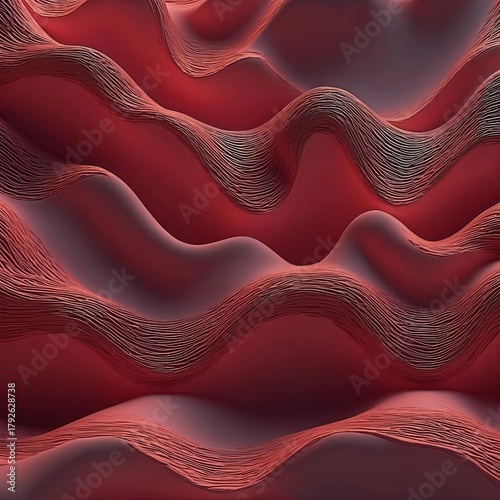 Abstract red waves with textured lines
